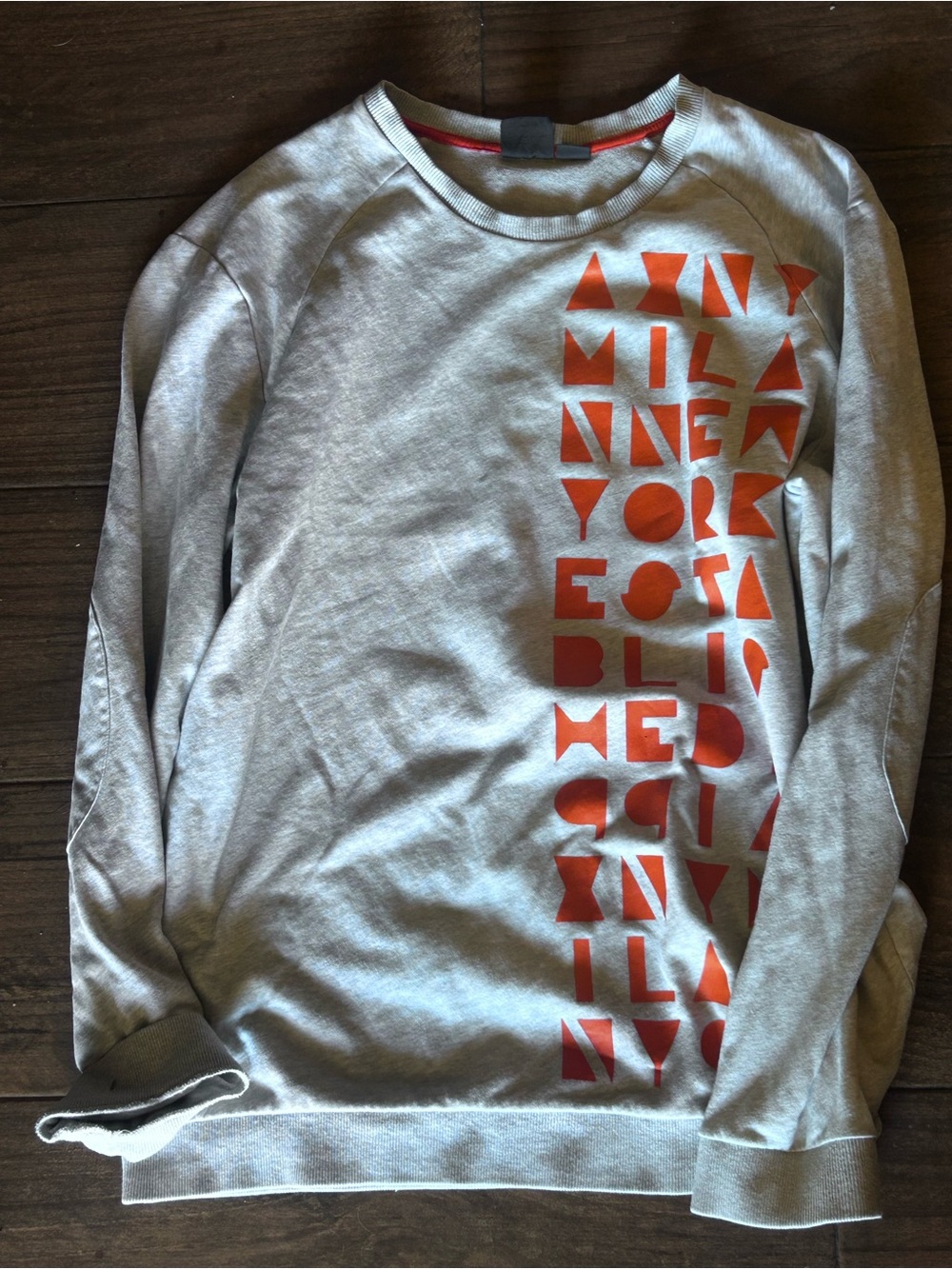 Armani Exchange Gray Sweatshirt with Orange Graphic Print